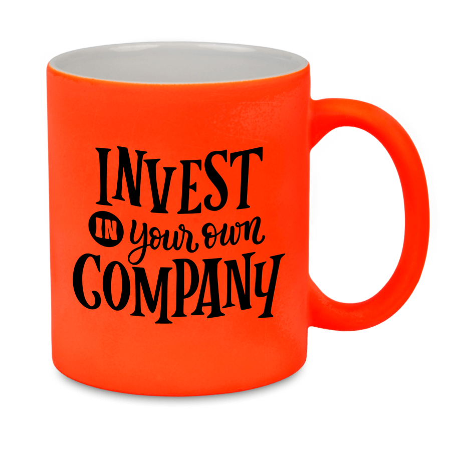 Rubber coated neon mug for engraving
